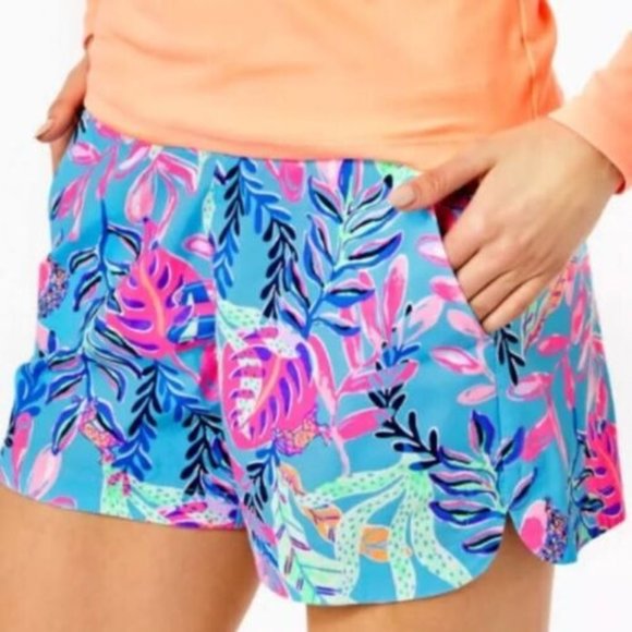 Lilly Pulitzer Pants - LILLY PULITZER Womens Shorts Ocean View "You've Been Spotted" PORTO BLUE Size XL